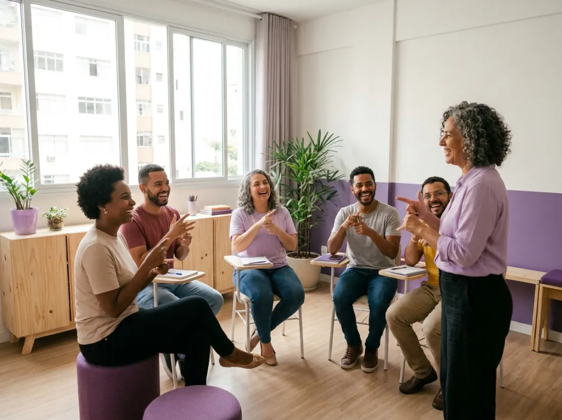 Aula de Libras em grupo